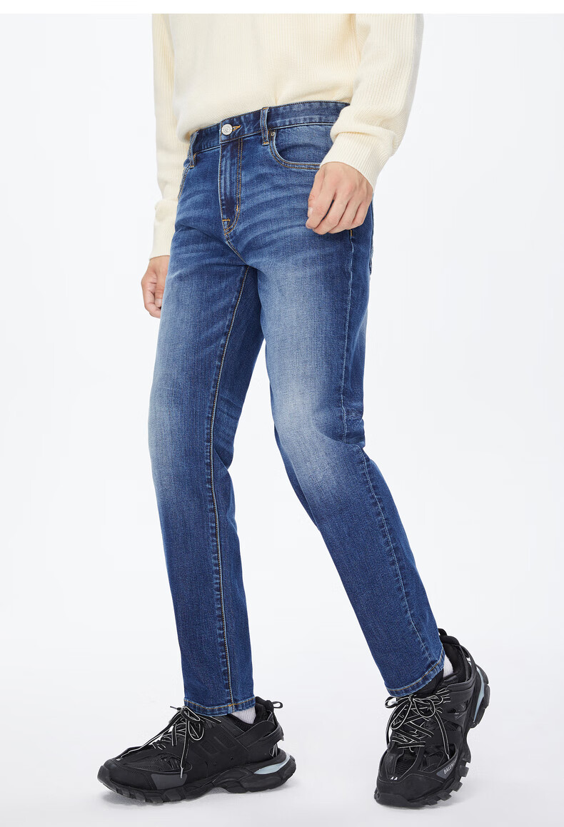 卡宾男装蓝色环保牛仔裤国潮虎头刺绣简约休闲街头2020秋冬 i 蓝色67