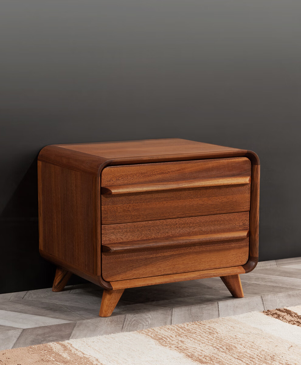 北美黑胡桃木实木储物柜北欧现代中式卧室家具北美黑胡桃木床头柜