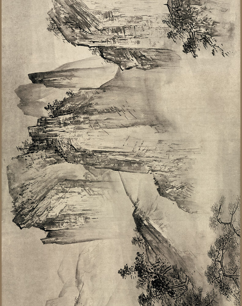 2022新款可狄南宋夏圭传溪山清远图纸本山水画水墨画高清微喷客厅风景