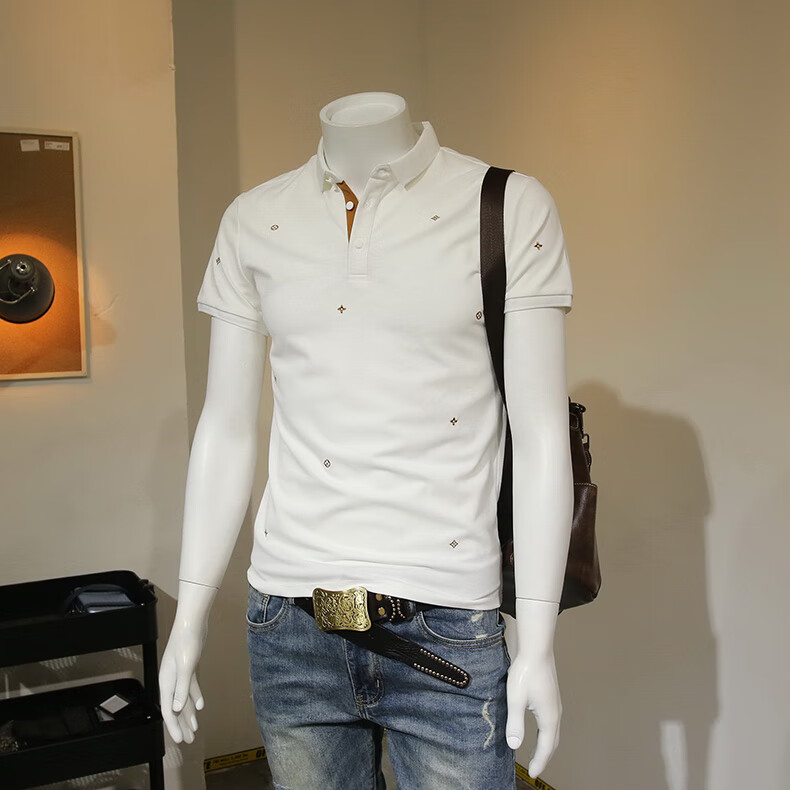 西原美 男士短袖polo衫 2020夏季新款刺绣翻领修身菠萝衫男fd-fd-3140