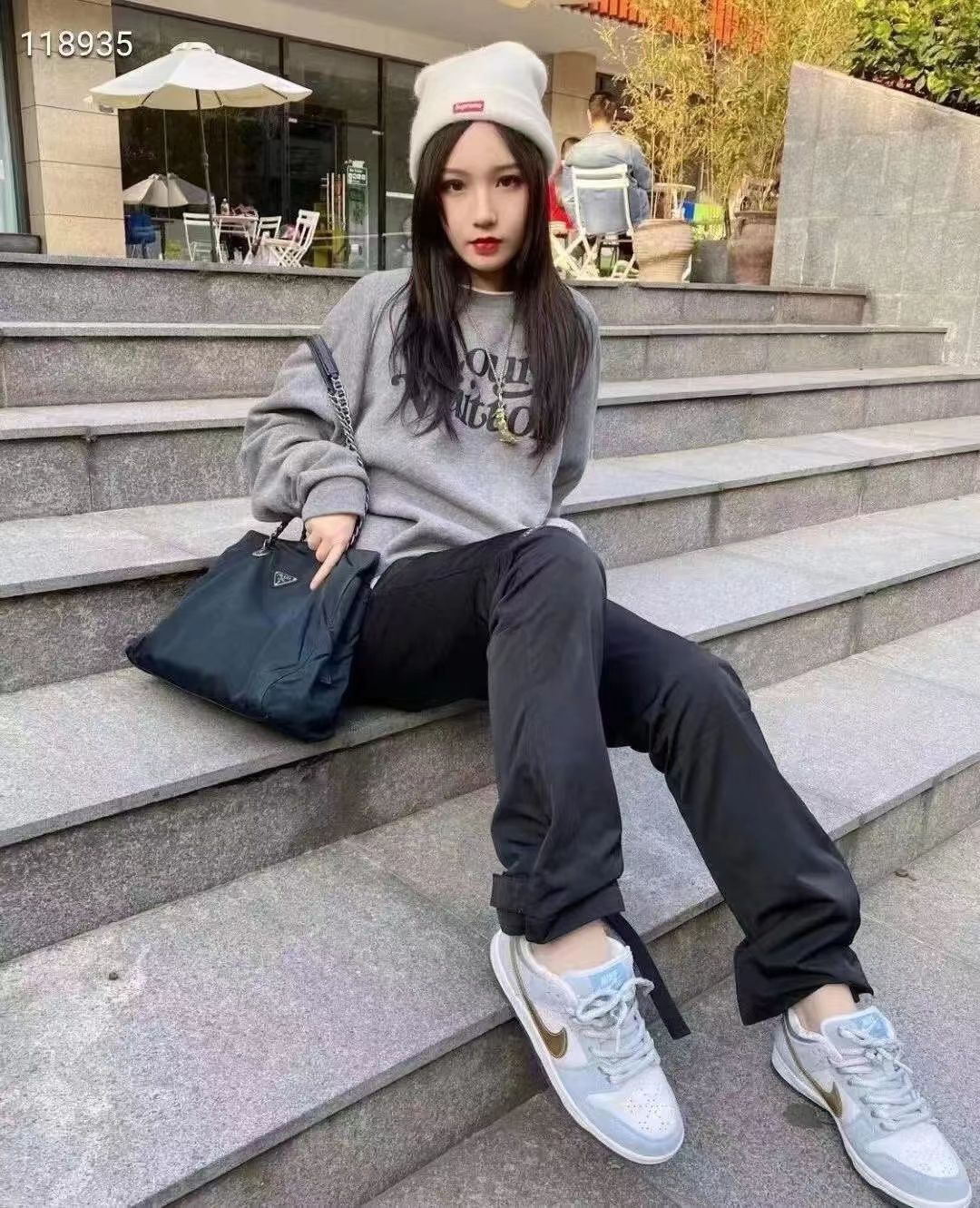 纯原sb dunk影子灰low黑白熊猫乔治城低帮男女休闲板鞋 白绿 36【图片