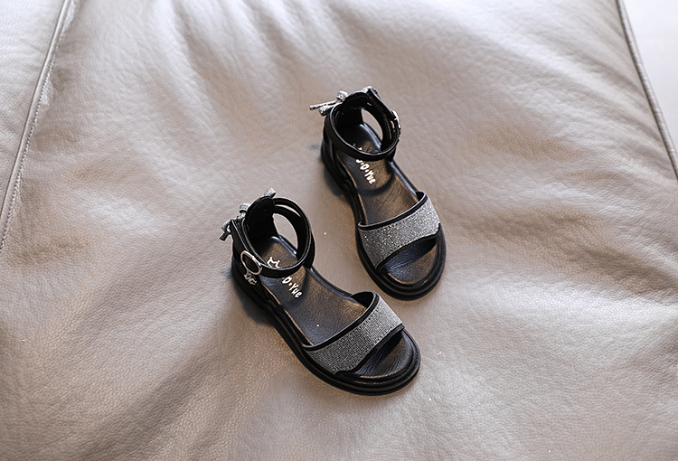 女童凉鞋秋冬季新款时尚魔术贴洋气沙滩鞋小女孩软底罗马公主鞋 粉色