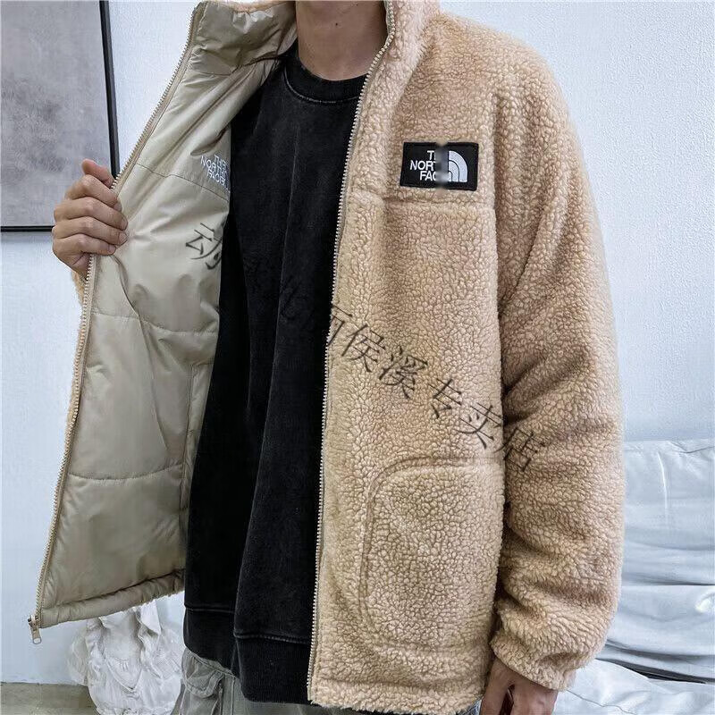 动感北面羊羔绒情侣保暖双面穿宽松型立领外套潮牌学生青年男装 s(80