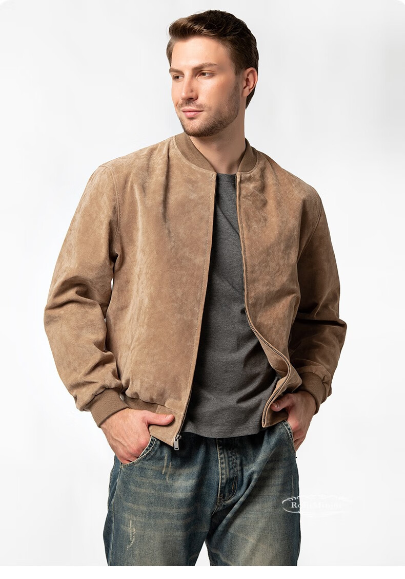 劳斯名爵品牌2022秋季新款真皮皮衣男大码皮衣粗犷猪皮机车皮夹克真皮