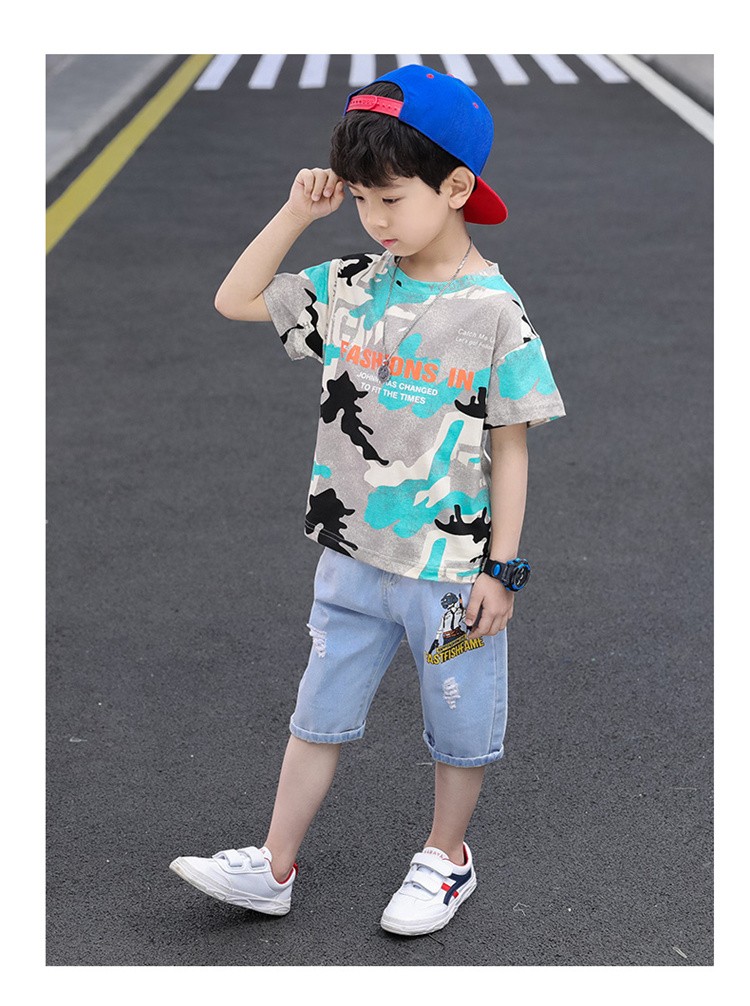 童装男童套装夏装2020夏季新款中大童儿童套装时尚洋气小男孩短袖t恤
