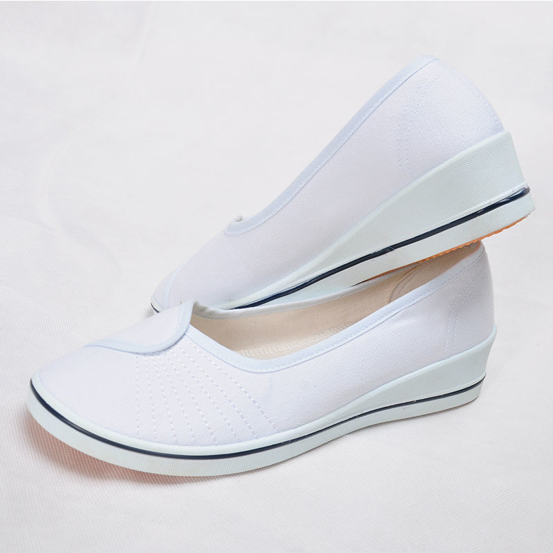 潮飘雅@护士女春秋白色坡跟护士美容师工作医院增高牛筋底防滑女联名