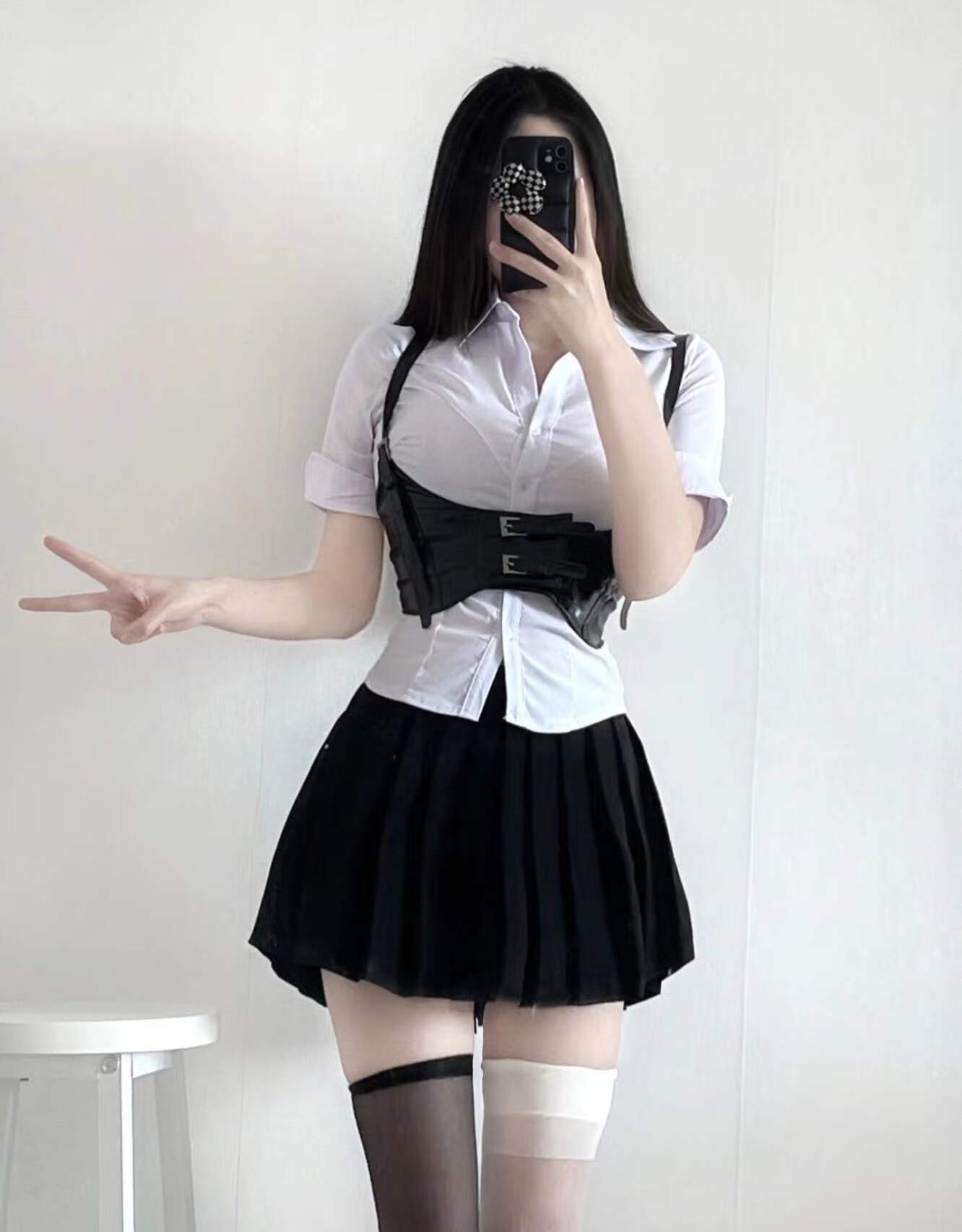 河迪斯 jk制服御姐束腰jk收腰衬衫马甲腰封性感美式制服黑丝御姐夏季