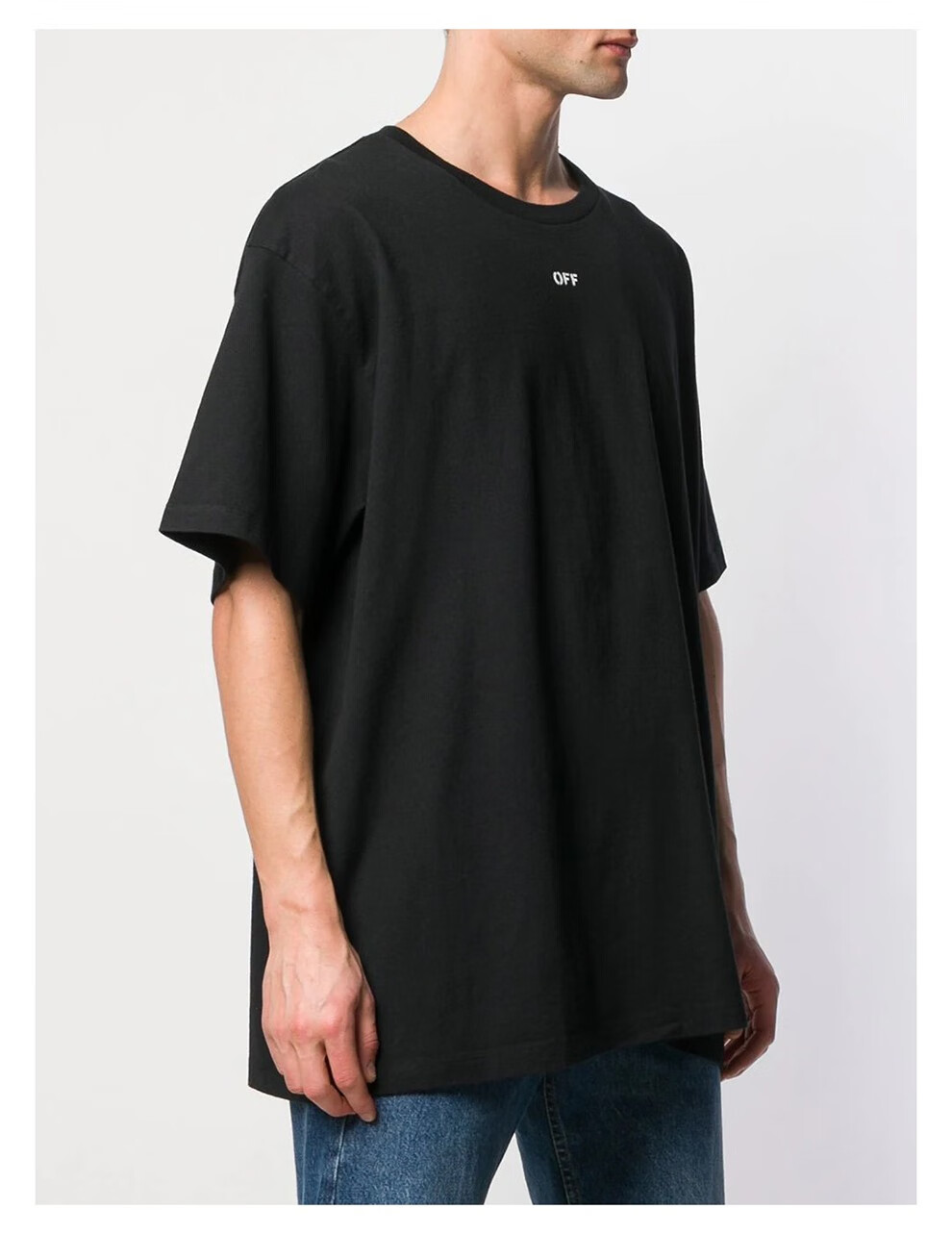 off white 男女通用棉质蓝色骷髅火焰印花over size宽松版短袖t恤衫