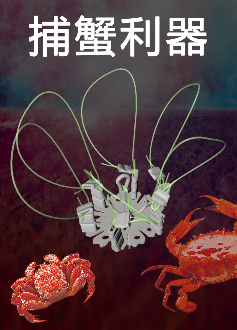 捉螃蟹青蟹大闸蟹河蟹手竿钓螃蟹套装鱼钩钓蟹捕螃蟹抓螃蟹龙虾套6个