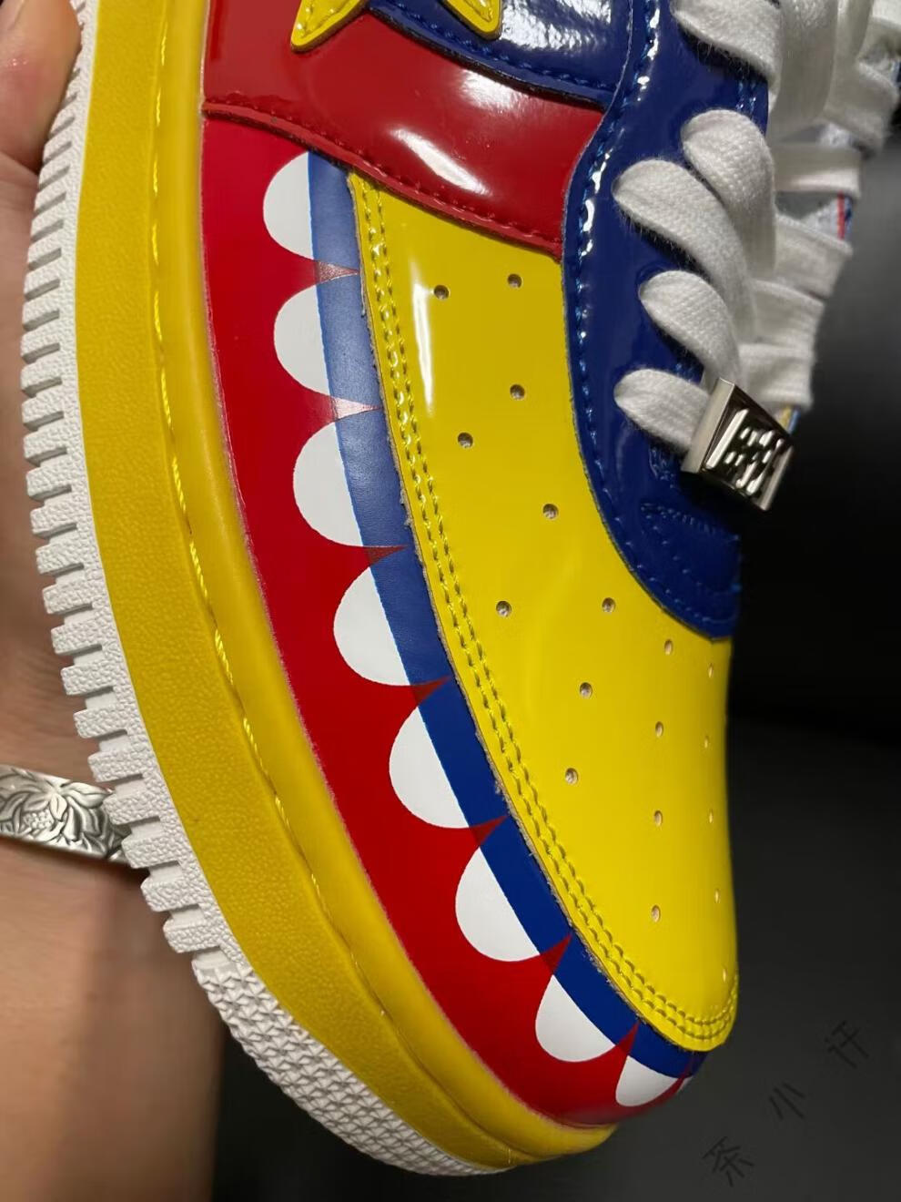 bapesta鞋子kaws联名流星漆皮年经典拼色男女情侣低帮休闲板鞋 黑色