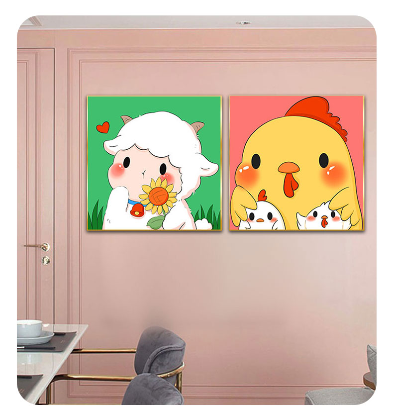 琴棋书画2022年新款数字油画diy填充油彩画十二生肖填色画解压手工