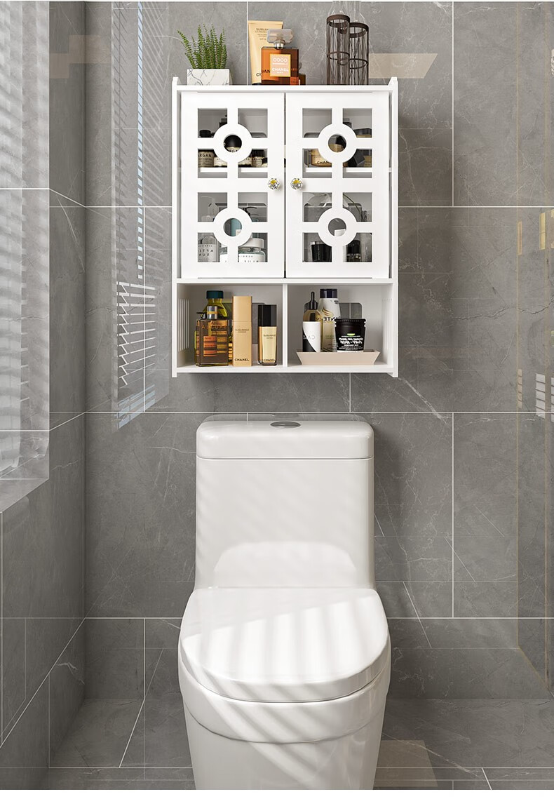 卫生间置物架壁挂免打孔浴室洗手间吸壁收纳置物柜厕所马桶上方置物架