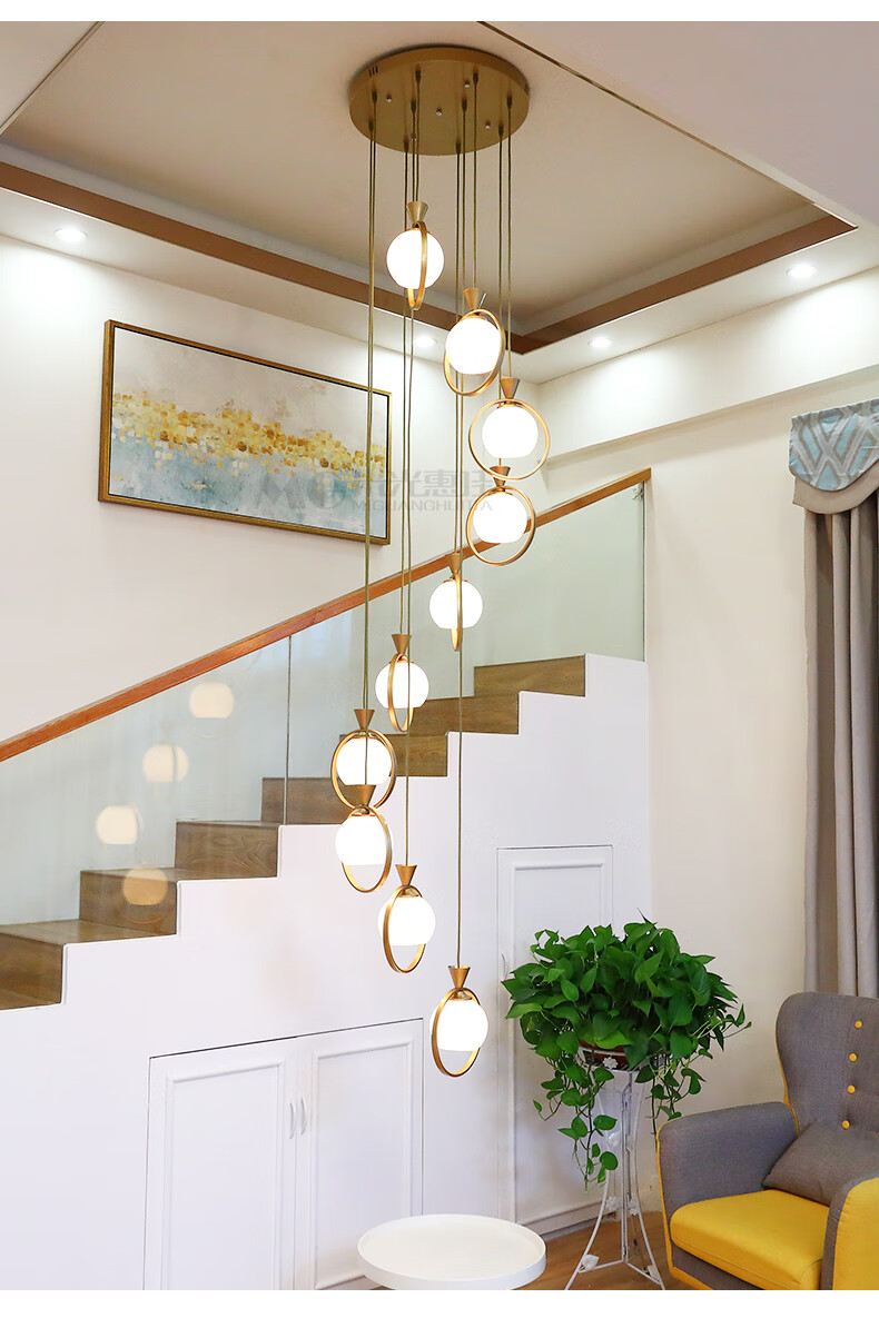 米光惠佳小复式楼大吊灯客厅灯别墅跃层楼中楼现代简约创意个性北欧