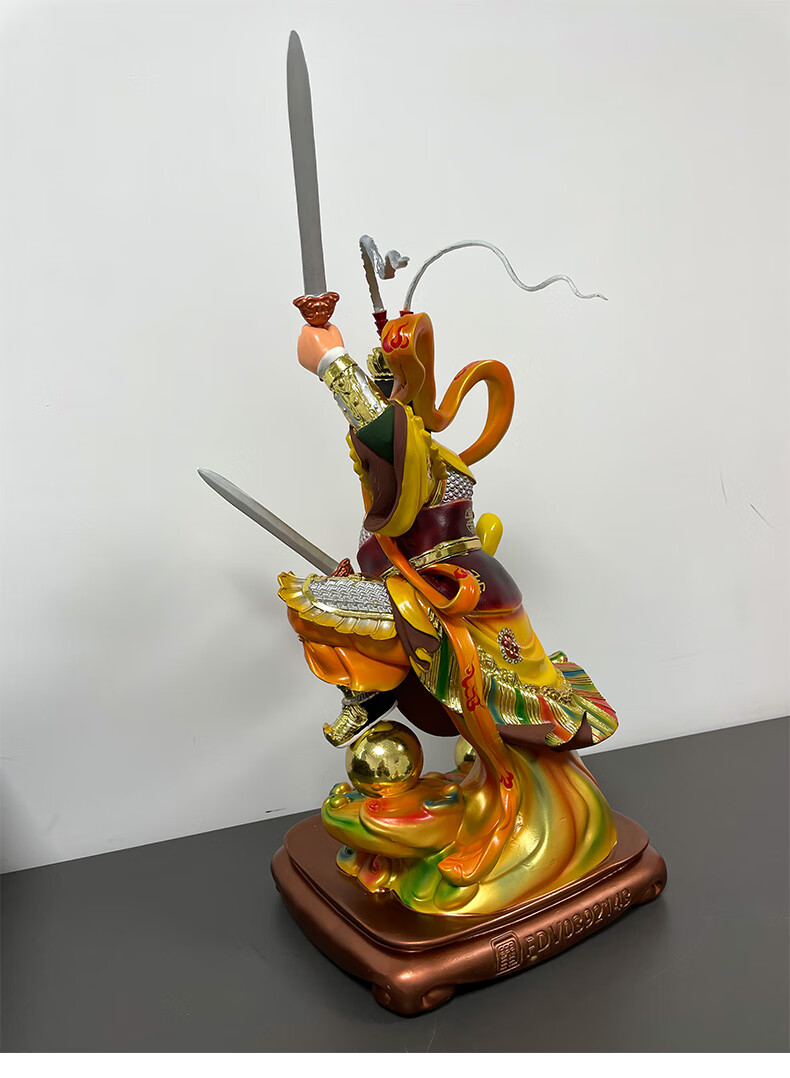 三漫陀树脂彩绘金吒木吒神像摆件哪咤三太子中坛元帅道教供奉佛像