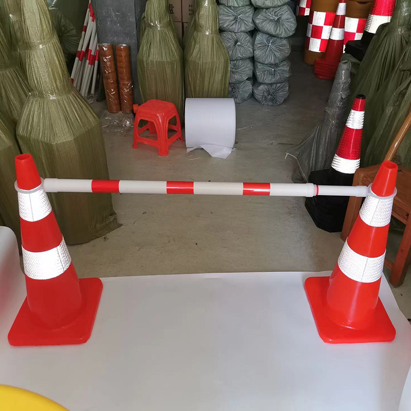 三角路锥连接杆伸缩警示杆路障栏杆pvc链接杆锥桶红白黄黑2米3米1路锥