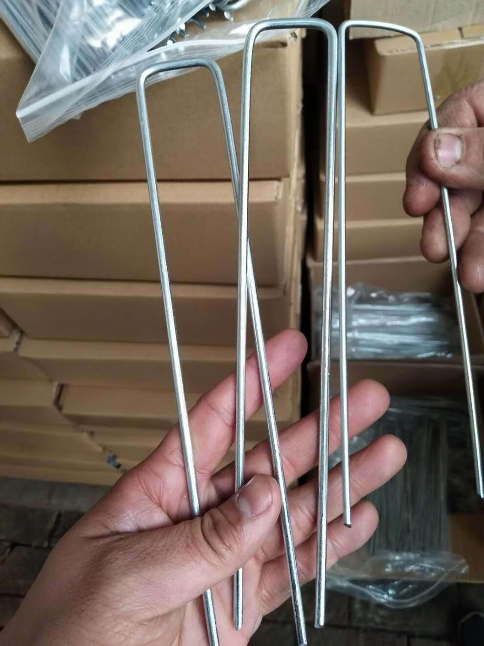 u型地钉三维网草皮钉土工格栅防草布u型钉钢加粗u钉喷漆绿色地钉 直径