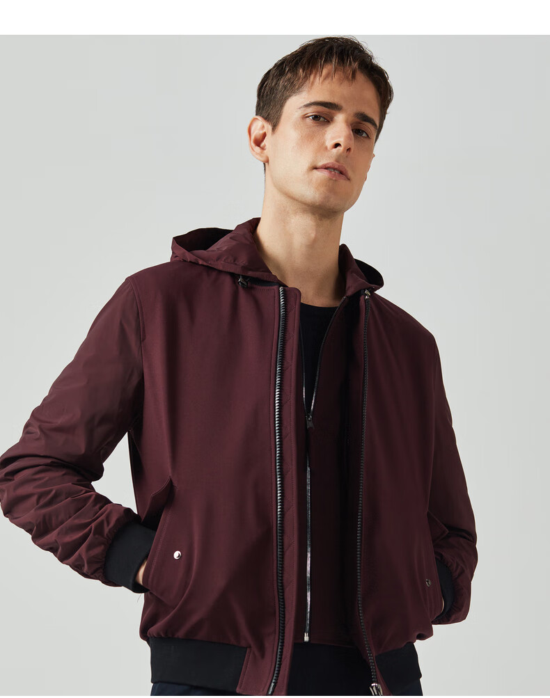 劲霸男装 k-boxing 夹克男秋季男士商务休闲连帽短款茄克vkda3287 深