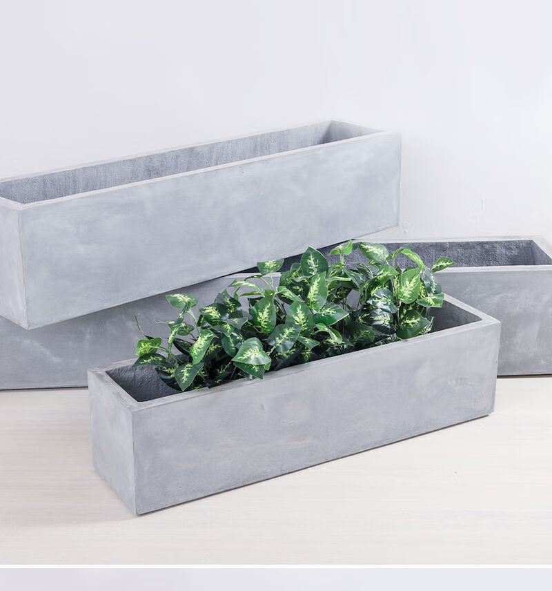 水泥花盆长方形盆景花盆客厅马槽型北欧工业风阳台庭院绿植镁泥盆咖啡