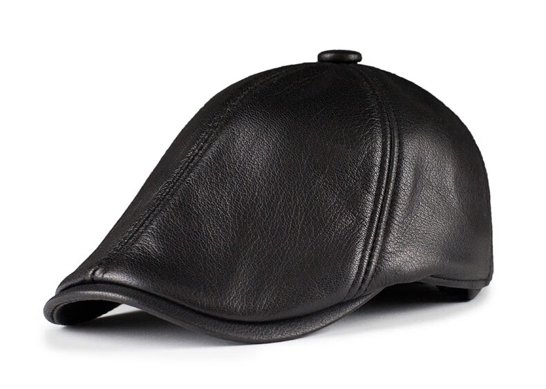 恒源祥秋冬山羊皮鸭舌帽男士皮帽子男式真皮棒球户外中年人休闲帽