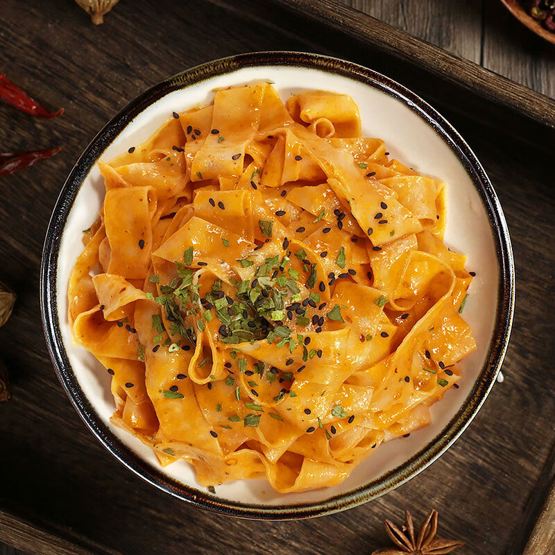 禾妹子麻酱面皮干拌面懒人方便宽面皮即食油炸5包5包