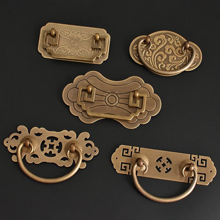 纯铜中式抽屉拉手仿古明清古典家具配件橱柜书柜书桌抽屉全铜把手