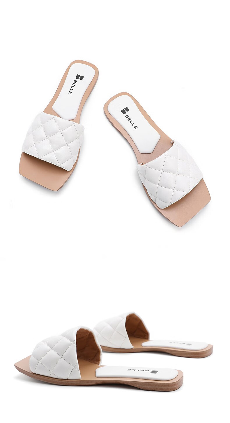 百丽时尚凉拖女商场同款外穿平底小香风拖鞋女3lw30bt0静谧黑37