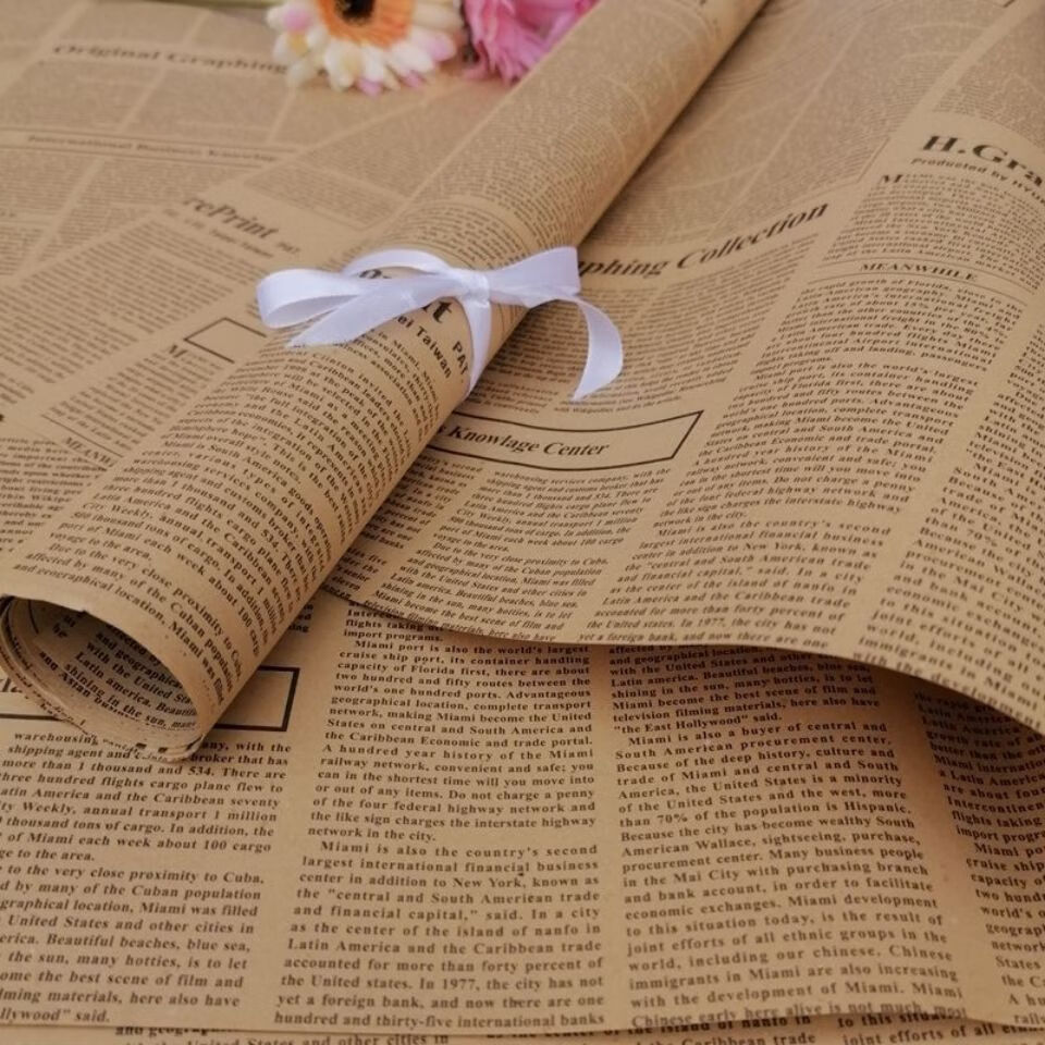 温妤圣诞节礼物牛皮纸礼品花束包装牛津筋纸英文复古欧美田园风包生日