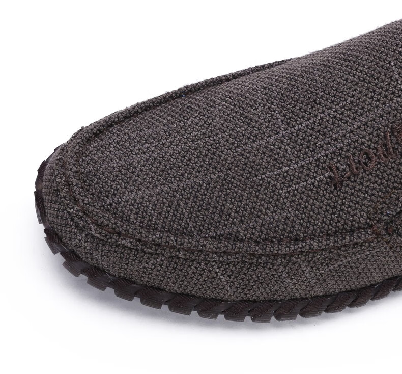 春季亚麻布单鞋男休闲鞋透气布鞋底耐磨爸爸健步开车鞋 咖色brj-33355