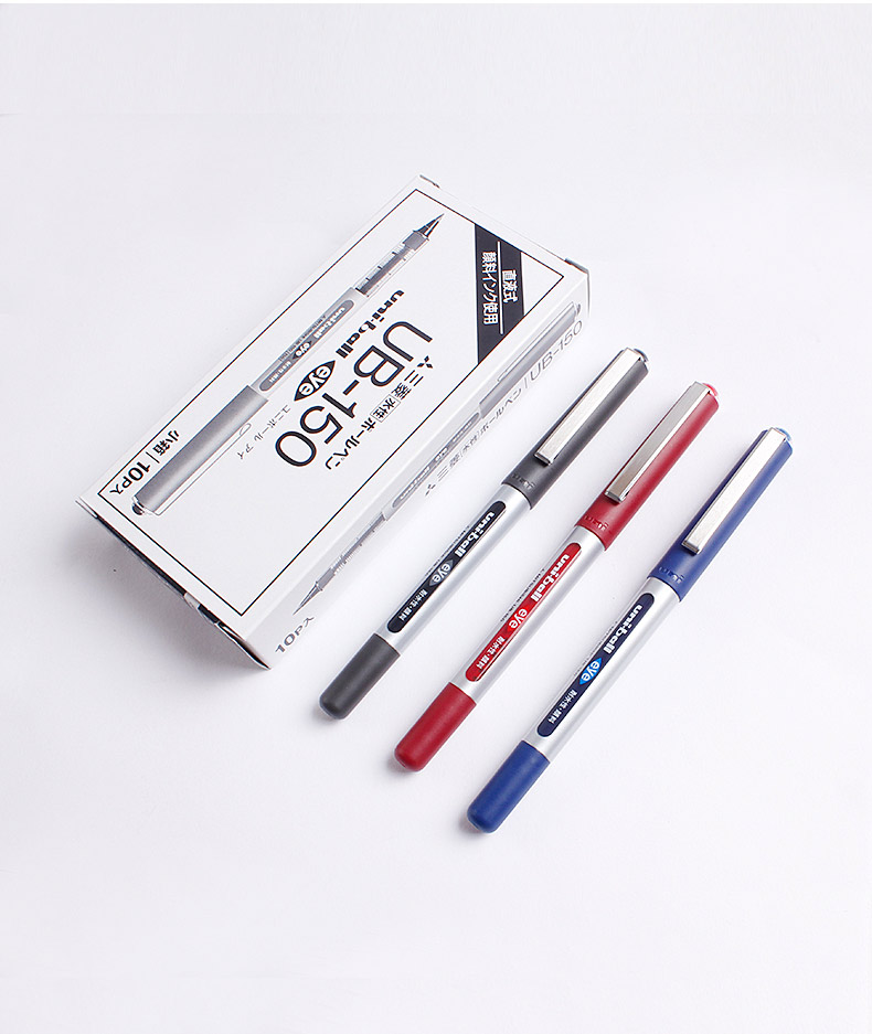 日本uniball三菱ub150中性笔直液式走珠笔05mm水性签字笔038黑色水笔