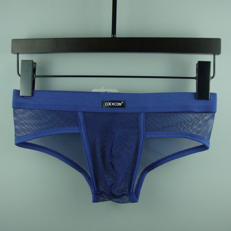 男士网纱内裤网眼超薄低腰性感冰丝透明三角裤潮私房囊袋青年短裤头