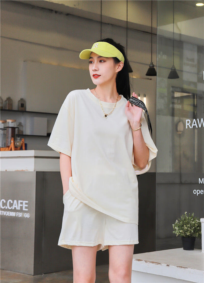 洋气短裤两件套矮个子胖女孩穿搭棉质夏装运动休闲女时尚宽松简约百搭