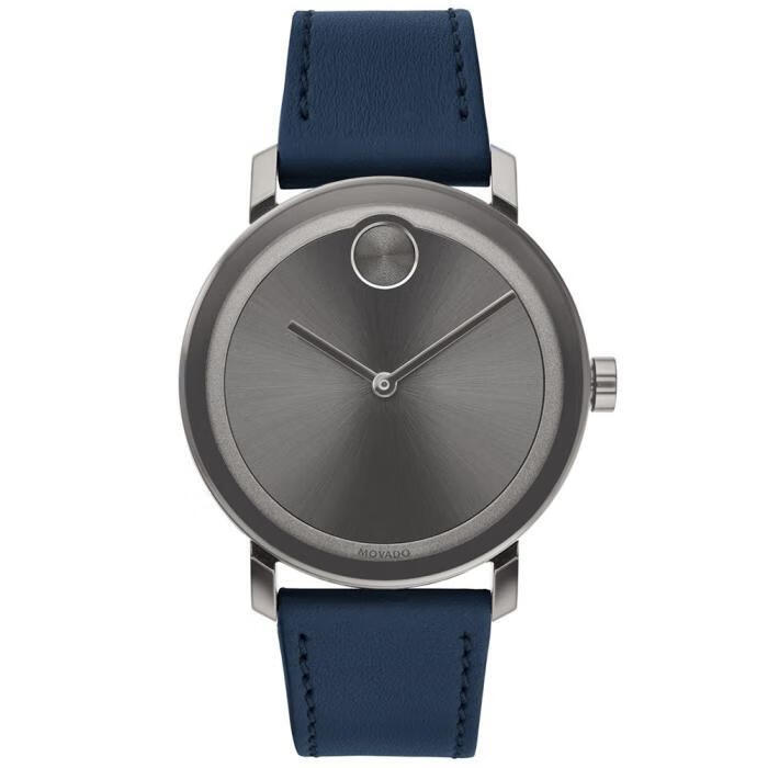 movado摩凡陀男士手表 bold系列 瑞士石英机芯 evolution海军风皮革