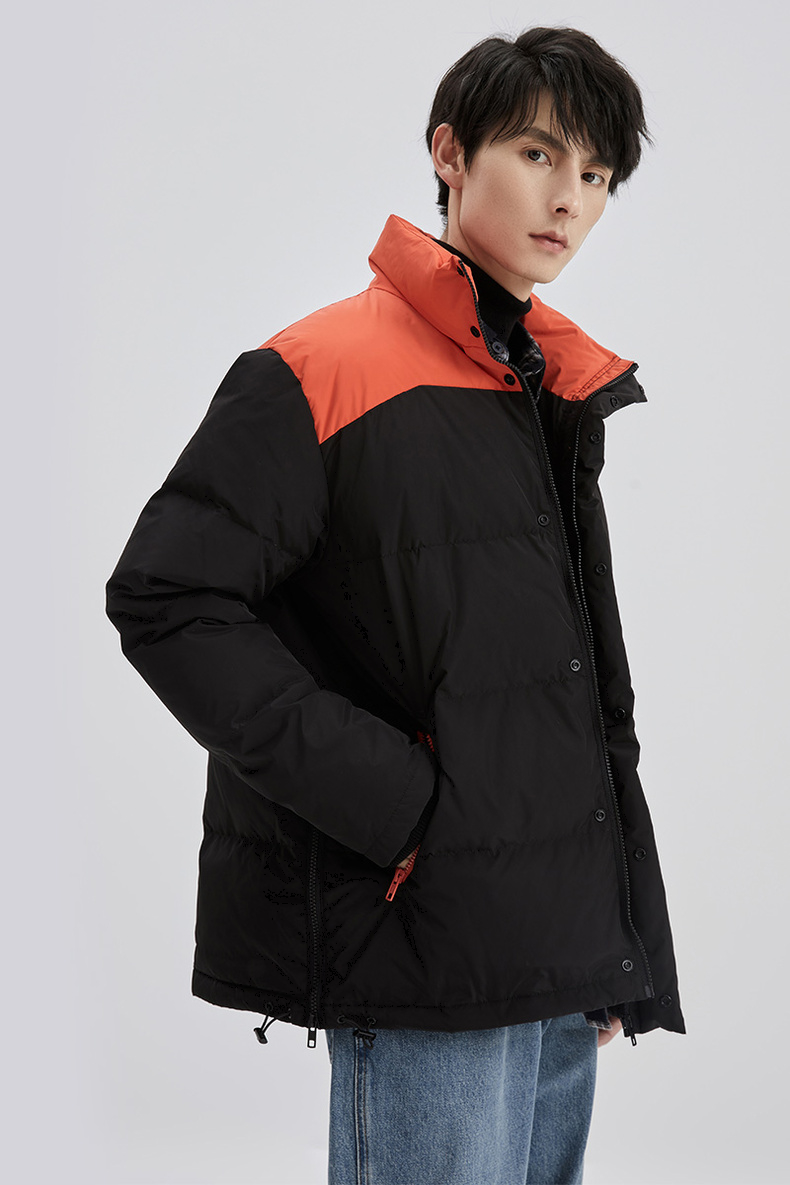 热风冬季新款拼色运动保暖羽绒服25黄色l