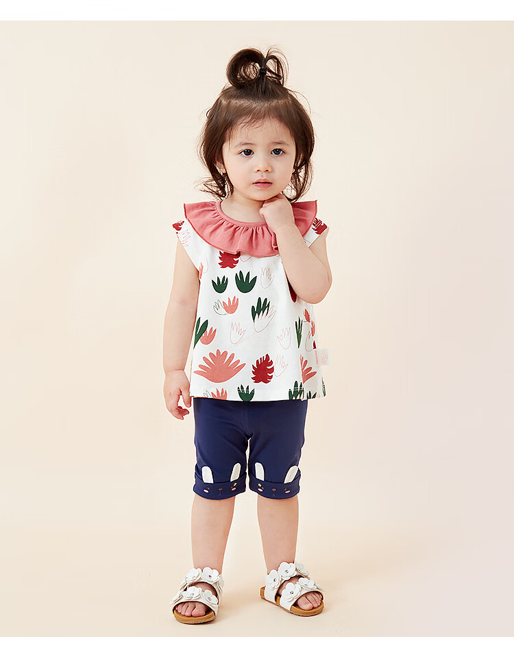 棉花堂针织娃娃衫宝宝夏装棉女童娃娃裙衫女婴儿上衣小女孩可爱黄叶