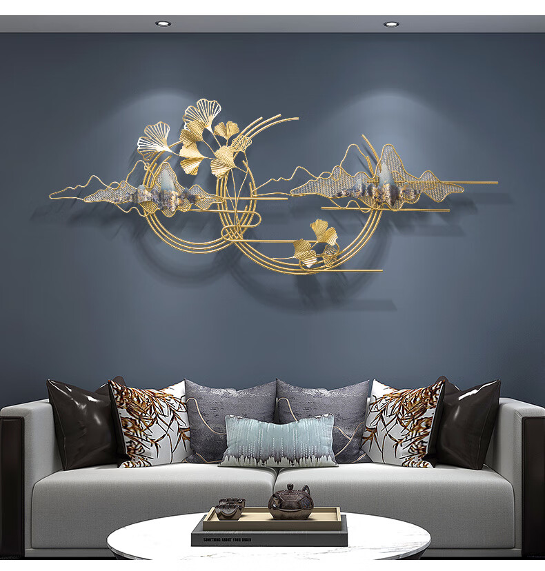 百莺轻奢高端现代新中式简约北欧铁艺壁挂沙发背景墙面床头卧室装饰品