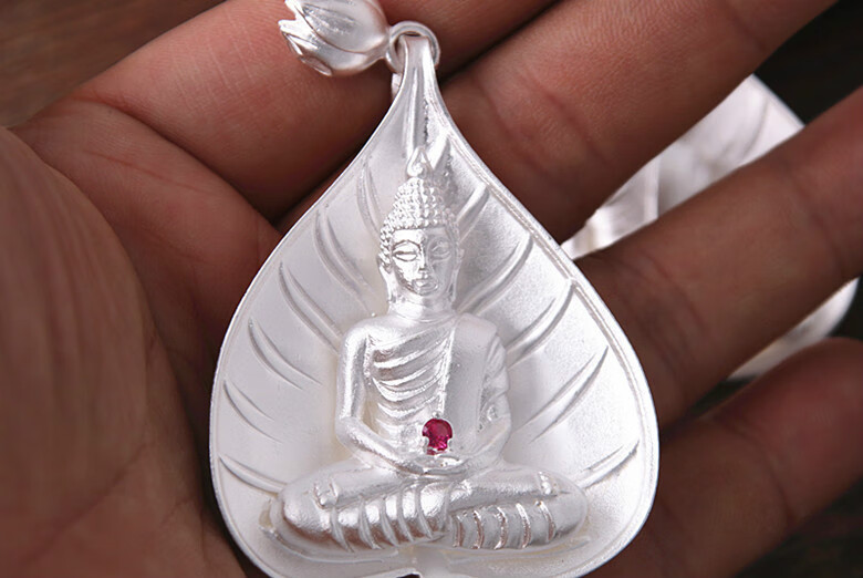 小号银白色足银释迦牟尼约19克/件 绳子 足银【图片 价格 品牌