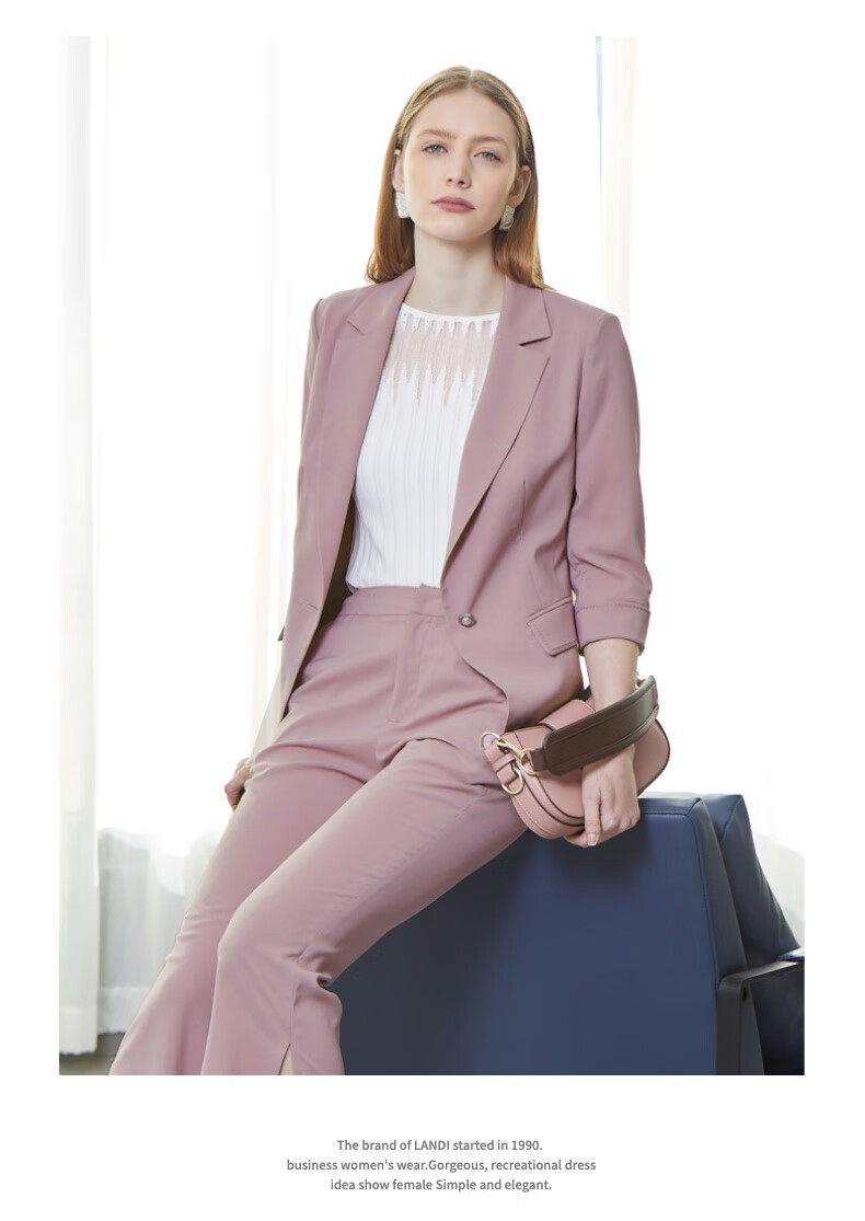 landi蓝地女装职业套装小西装一粒扣西服上衣bluxt282s00 2020夏季