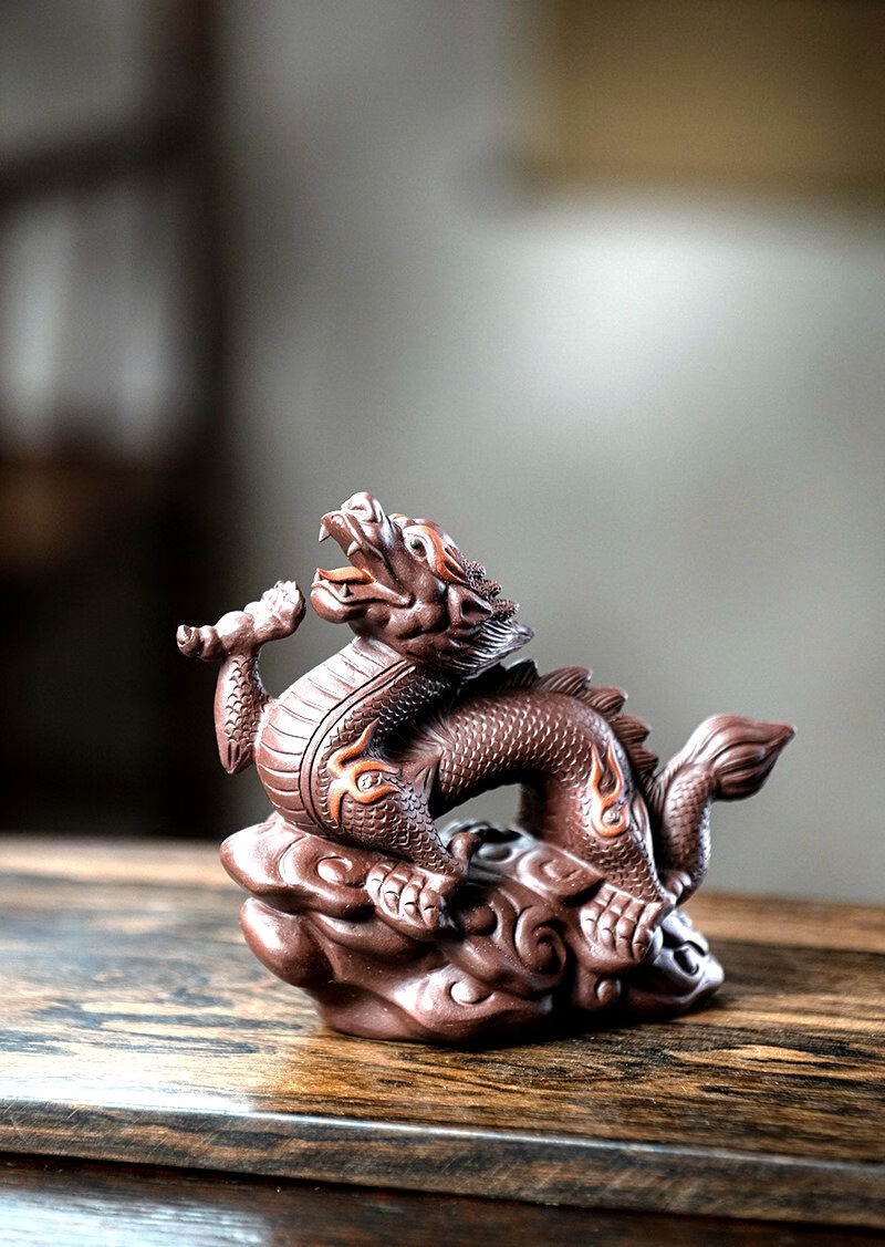 龙型茶宠宜兴紫砂精品蟾仙茶宠摆件创意茶玩手工个性可养宠物功夫茶道