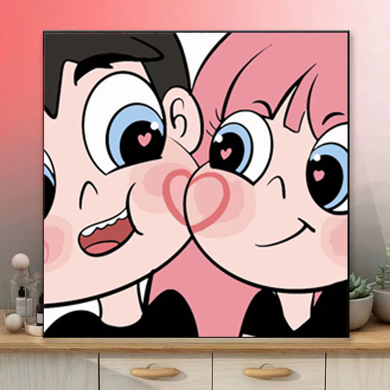 卫亮 情侣头像数字油画diy人物画情人节礼物七夕手工涂色女友装饰画