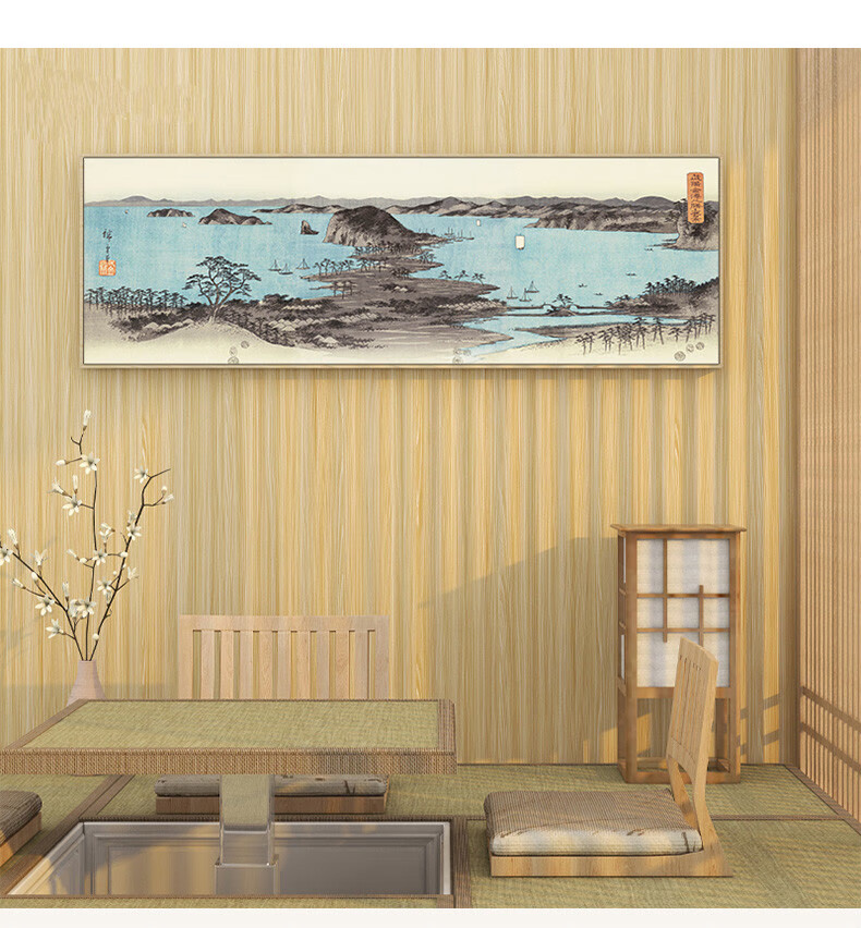 日式风格富士山挂画横幅浮世绘餐厅日料店客厅装饰画和风居酒屋壁画