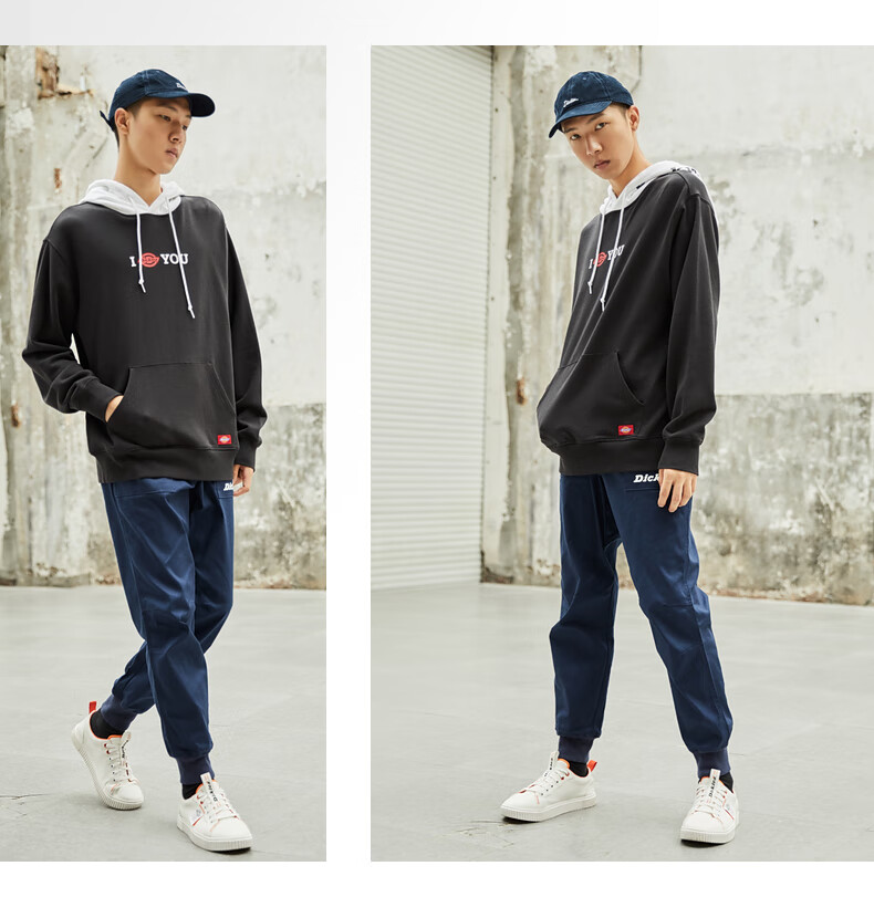 官方情侣印花撞色拼接帝克连帽卫衣男上衣宽松外套男dk008150白色m