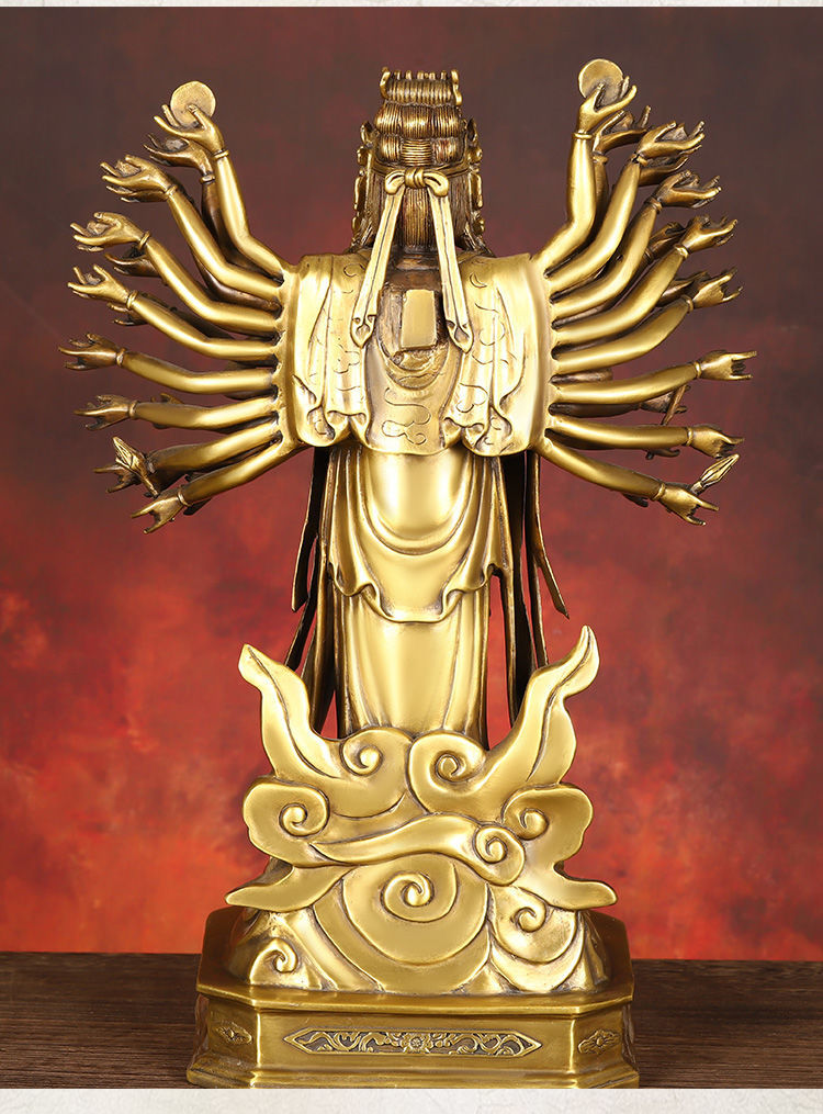 善心斋纯铜千手观音摆件观音菩萨千手千眼观世音家居佛堂供奉佛像礼品