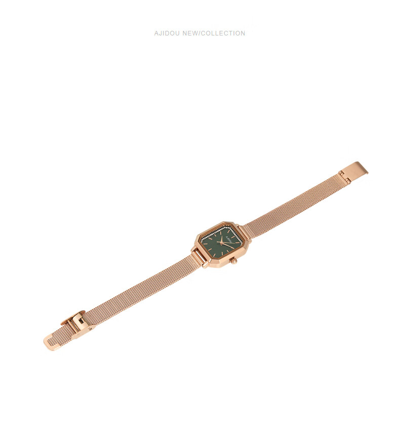 ajidou阿吉豆时尚气质风优雅方盘女士手表玫金色长203cm表带宽1cm