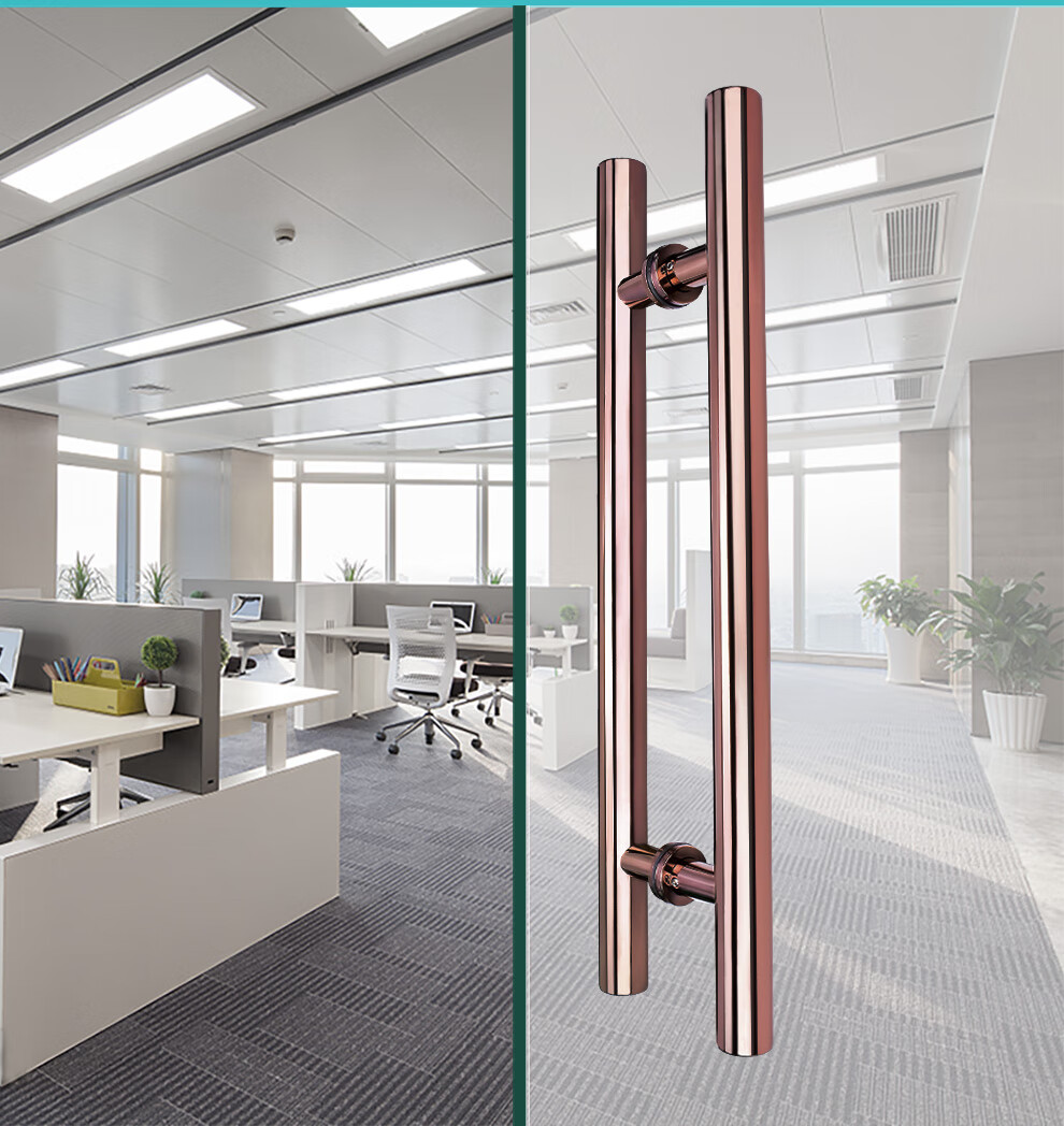 玻璃门拉手大门木门移门对装办公室黑钛玫瑰金推拉门把手扶手黑色黑钛