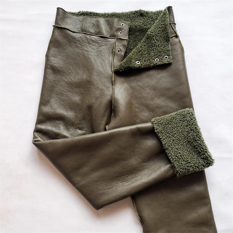 特战队防寒裤军纯羊皮裤子男皮毛一体棉裤冬季中老年真皮加厚高腰保暖