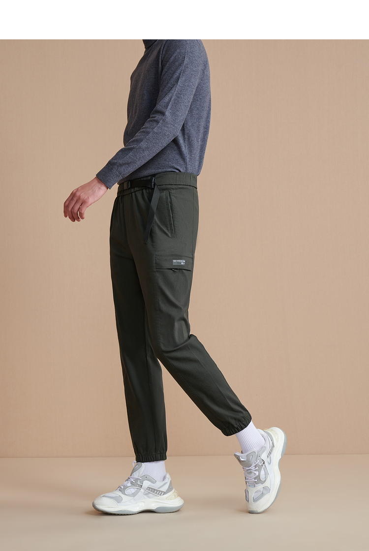 hla海澜之家休闲裤秋季时尚腰带大口袋工装风工装裤hkcad3q266a 深绿