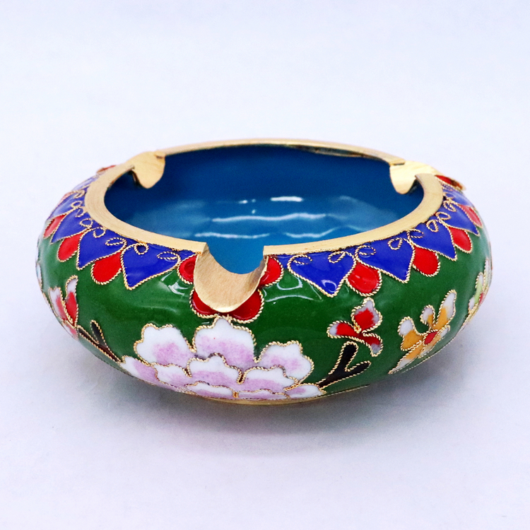 景泰蓝花丝烟灰缸正宗北京特色4寸5寸6寸花丝珐琅彩商务办公摆件4寸