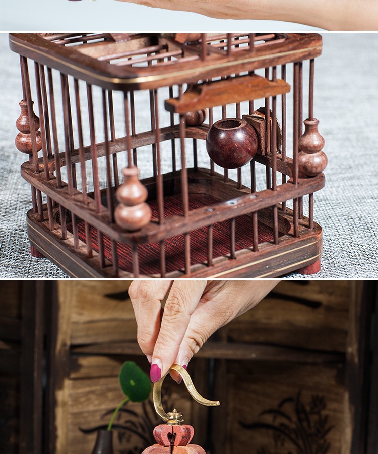 梦 蝈蝈笼子 手工制作葫芦笼子圆顶平顶红木蝈蝈笼鸣虫笼子宠物用具