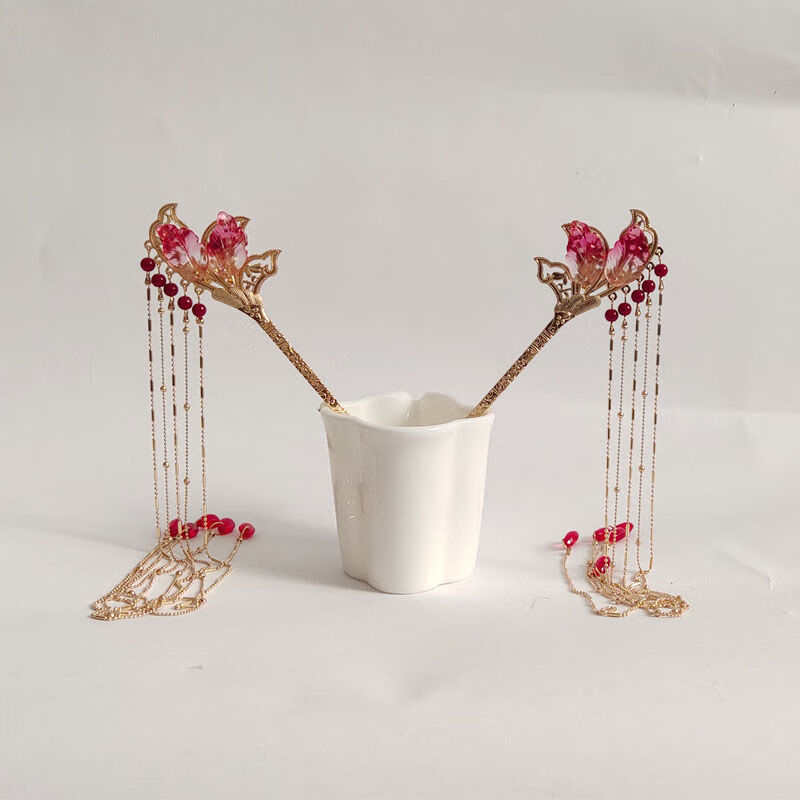 弱水三千流苏控汉服发冠长流苏头冠古风发饰套装头饰步摇仙气 弱水发