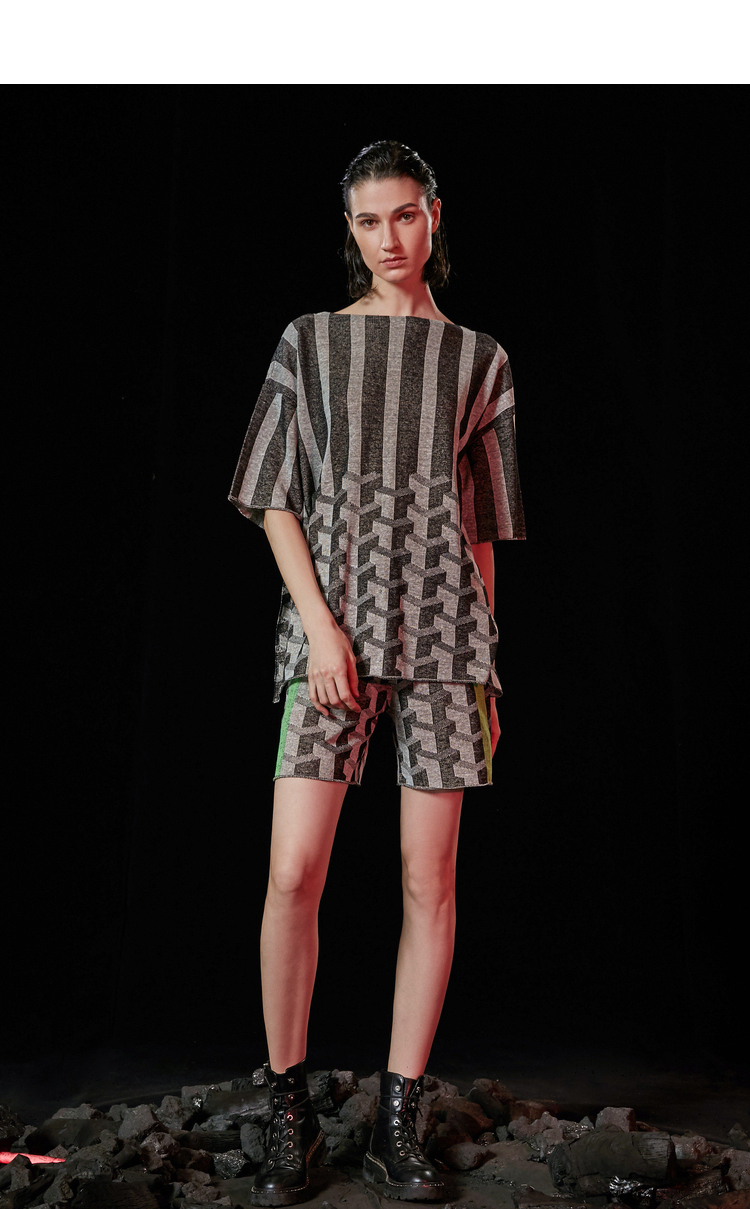 donoratico达衣岩2020夏短袖针织衫黑白相纸与彩虹山丛林桔s